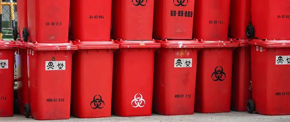 Regulated medical waste containers.